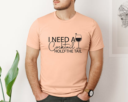 brand:Bella Canvas|color:Heather Peach|I Need A Cocktail Hold The Tail 2 Graphic T-Shirt