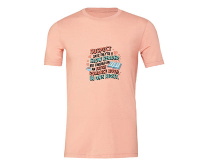 brand:Generic|color:Heather Peach|Suspect Claims Reading Lover Bookish 2 Graphic T-Shirt