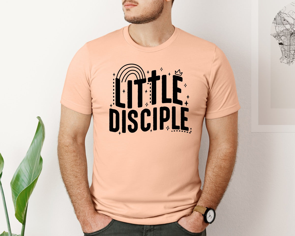 brand:Bella Canvas|color:Heather Peach|Retro Little Disciple Tshirt Kids Graphic T-Shirt