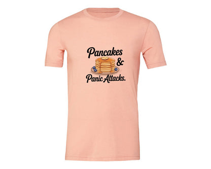 brand:Generic|color:Heather Peach|Pancakes Panic Attacks Graphic T-Shirt