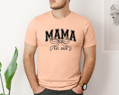 brand:Bella Canvas|color:Heather Peach|Mama Bow Varsity Graphic T-Shirt