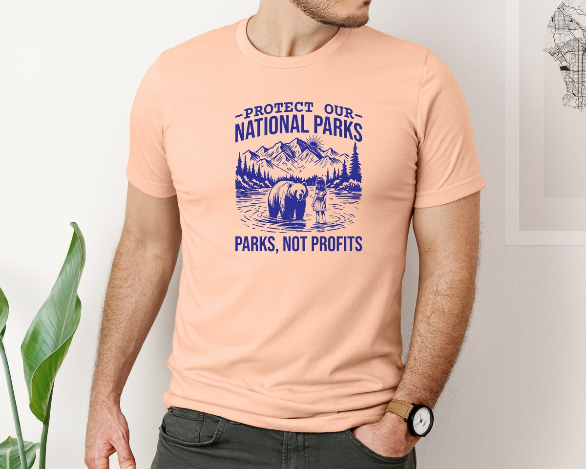 brand:Bella Canvas|color:Heather Peach|Protect Our National Parks Shirt Save Graphic T-Shirt