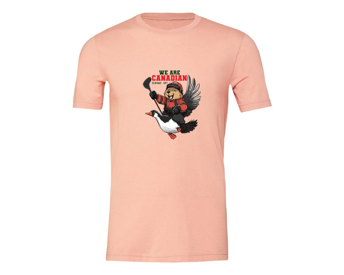 brand:Generic|color:Heather Peach|We Are Canada Elbows Up Graphic T-Shirt