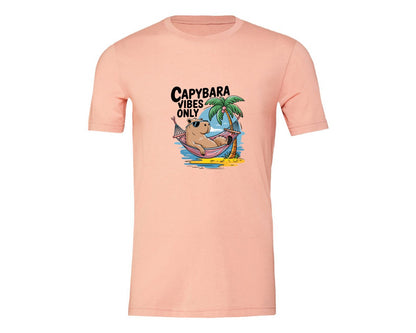 brand:Generic|color:Heather Peach|Capybara Vibes Only Summer T Shirt Print Graphic T-Shirt