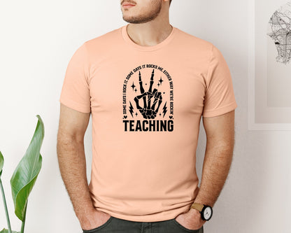 brand:Bella Canvas|color:Heather Peach|Teaching Some Days I Rock It Graphic T-Shirt