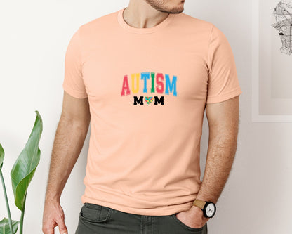 brand:Bella Canvas|color:Heather Peach|Autism Mom Autism Day Graphic T-Shirt