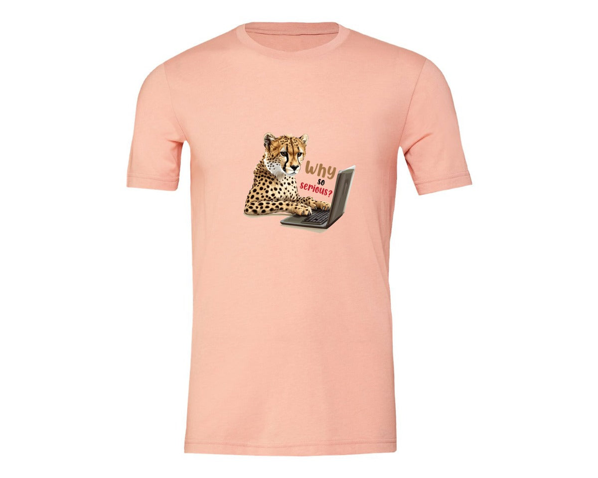 brand:Generic|color:Heather Peach|Tiger Typing On A Laptop T Shirt Print Graphic T-Shirt