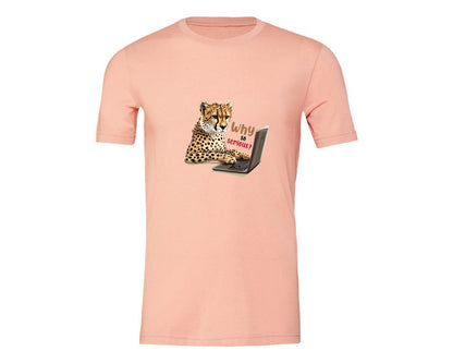 brand:Generic|color:Heather Peach|Tiger Typing On A Laptop T Shirt Print Graphic T-Shirt