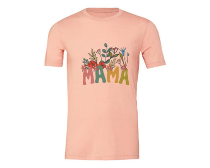 brand:Generic|color:Heather Peach|Mama Shirt Wildflowers Mama Shirt Graphic T-Shirt