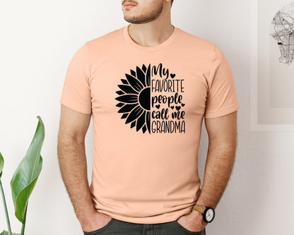 brand:Bella Canvas|color:Heather Peach|Grandma Sunflower Grandma Graphic T-Shirt