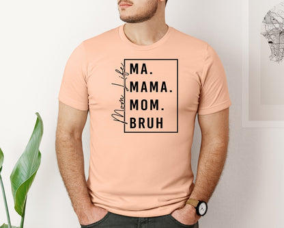 brand:Bella Canvas|color:Heather Peach|Mama Mommy Mom Bruh Funny Mom 12 Graphic T-Shirt