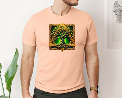 brand:Bella Canvas|color:Heather Peach|Celtic Tree Of Life Mystical Tree Graphic T-Shirt