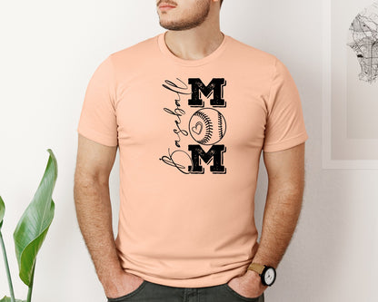 brand:Bella Canvas|color:Heather Peach|Baseball Mama 16 Graphic T-Shirt