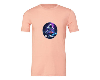 brand:Generic|color:Heather Peach|Astronaut Tea Time In Space T Shirt Graphic T-Shirt