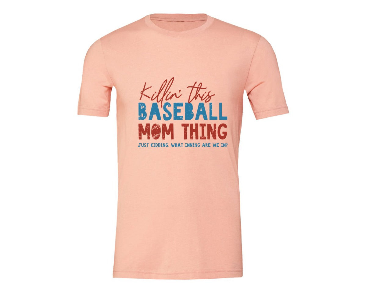 brand:Generic|color:Heather Peach|Funny Baseball Mom Thing Graphic T-Shirt