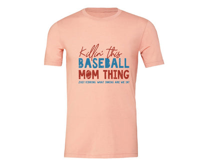 brand:Generic|color:Heather Peach|Funny Baseball Mom Thing Graphic T-Shirt