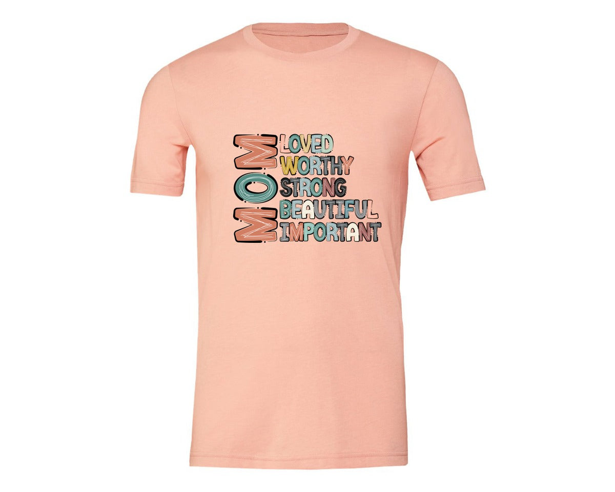 brand:Generic|color:Heather Peach|Mom Mothers Day Design Graphic T-Shirt