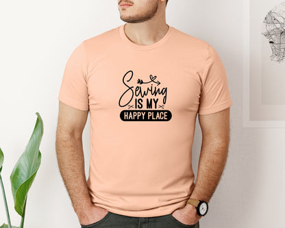 brand:Bella Canvas|color:Heather Peach|Sewing Is My Happy Place 36 Graphic T-Shirt