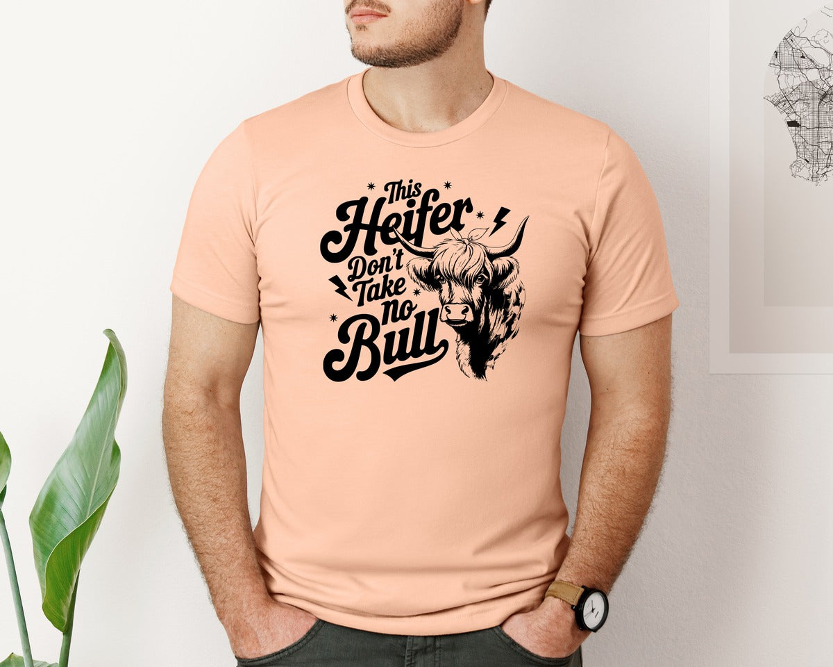 brand:Bella Canvas|color:Heather Peach|This Heifer Don T Take No Bull T Shi Graphic T-Shirt