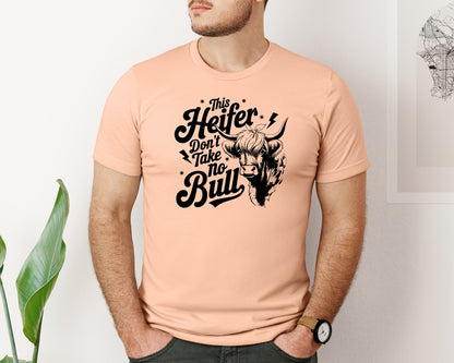 brand:Bella Canvas|color:Heather Peach|This Heifer Don T Take No Bull T Shi Graphic T-Shirt