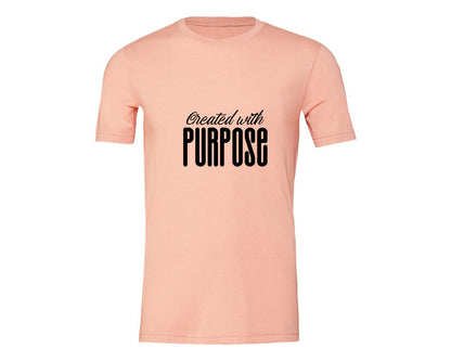brand:Generic|color:Heather Peach|Created With Purpose Sleeve Design Graphic T-Shirt