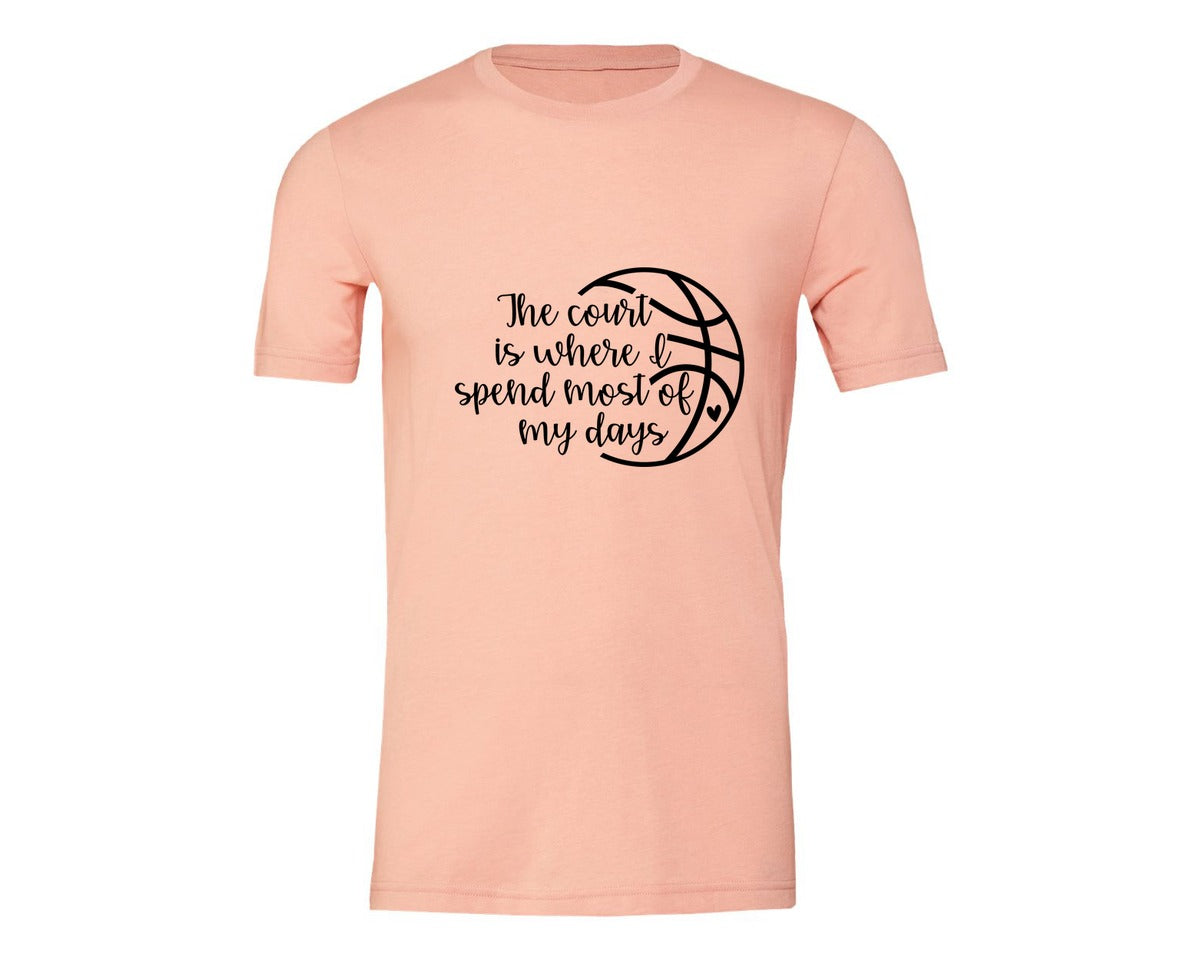 brand:Generic|color:Heather Peach|Basketball Mom 80 Graphic T-Shirt