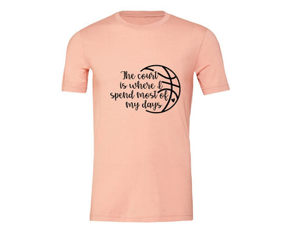 brand:Generic|color:Heather Peach|Basketball Mom 80 Graphic T-Shirt