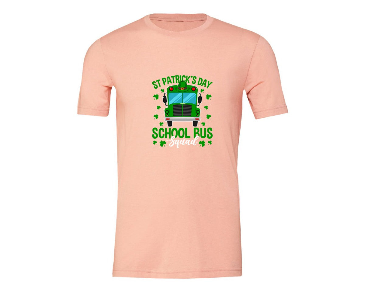brand:Generic|color:Heather Peach|St Patricks Day School Bus Squad School 2 Graphic T-Shirt