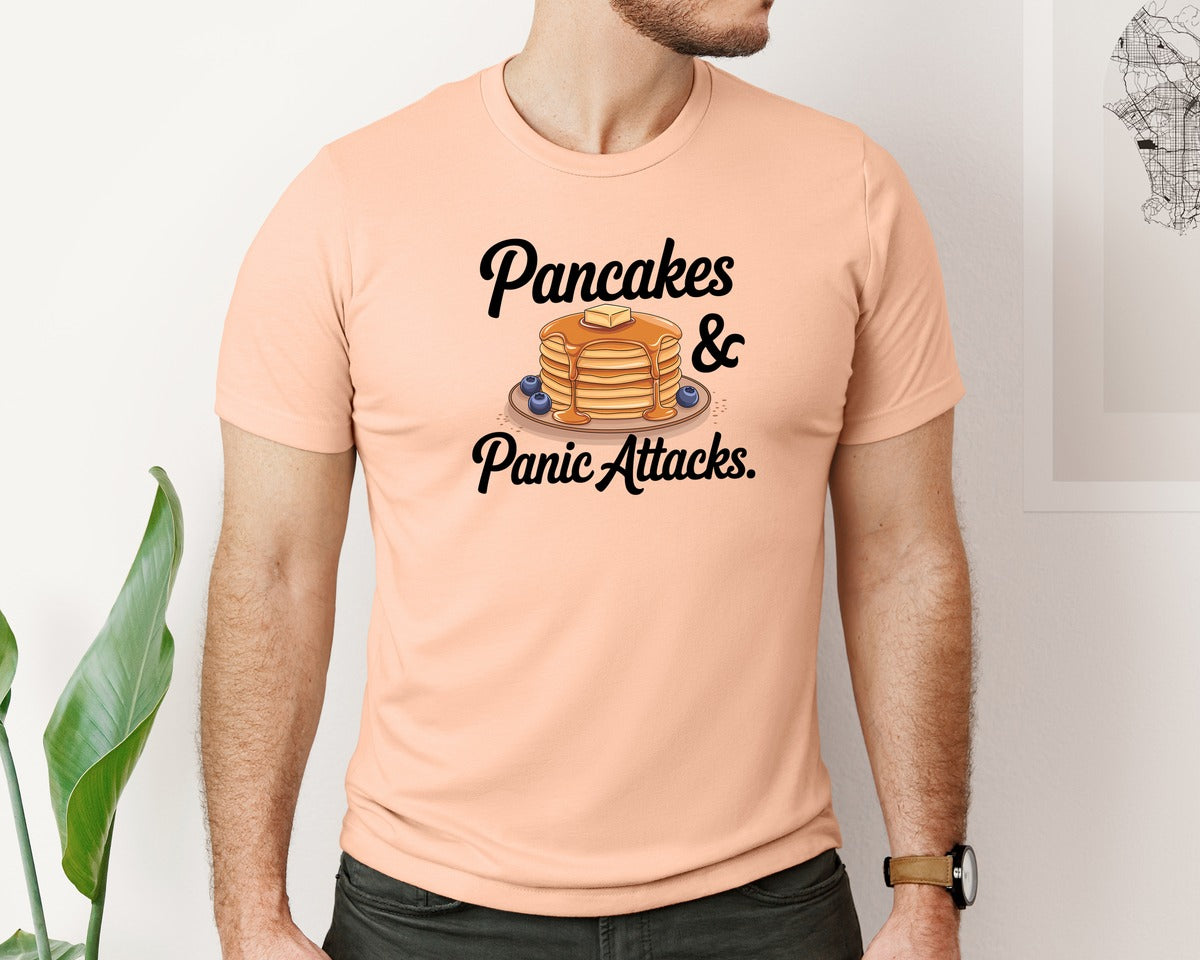 brand:Bella Canvas|color:Heather Peach|Pancakes Panic Attacks Graphic T-Shirt