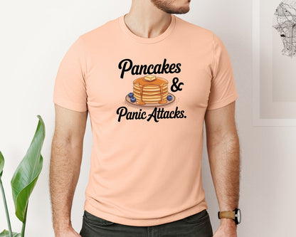 brand:Bella Canvas|color:Heather Peach|Pancakes Panic Attacks Graphic T-Shirt
