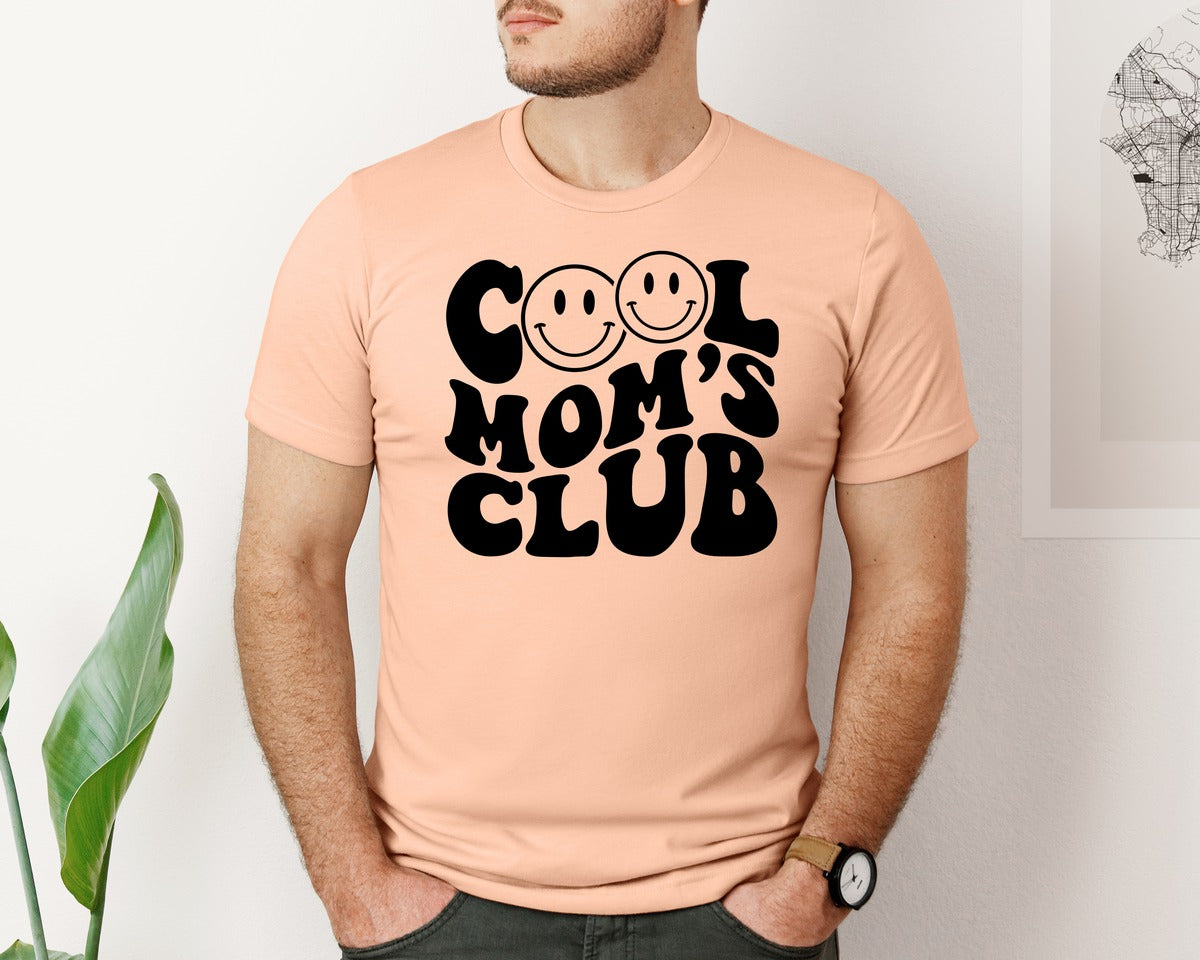 brand:Bella Canvas|color:Heather Peach|Cool Moms Club Wavy 2 Graphic T-Shirt
