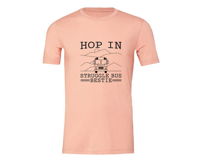 brand:Generic|color:Heather Peach|Hop In Bestie Sweatshirt Struggle Bus Graphic T-Shirt