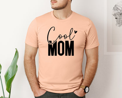 brand:Bella Canvas|color:Heather Peach|Cool Mom Funny Mom Mama Graphic T-Shirt