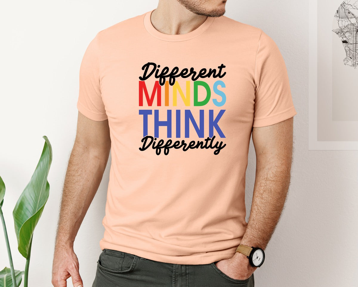 brand:Bella Canvas|color:Heather Peach|Different Minds Autism T Shirt Graphic T-Shirt
