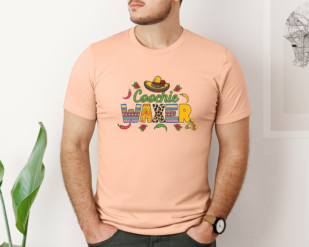 brand:Bella Canvas|color:Heather Peach|Cinco De Mayo Coochie Waxer Mexico Graphic T-Shirt