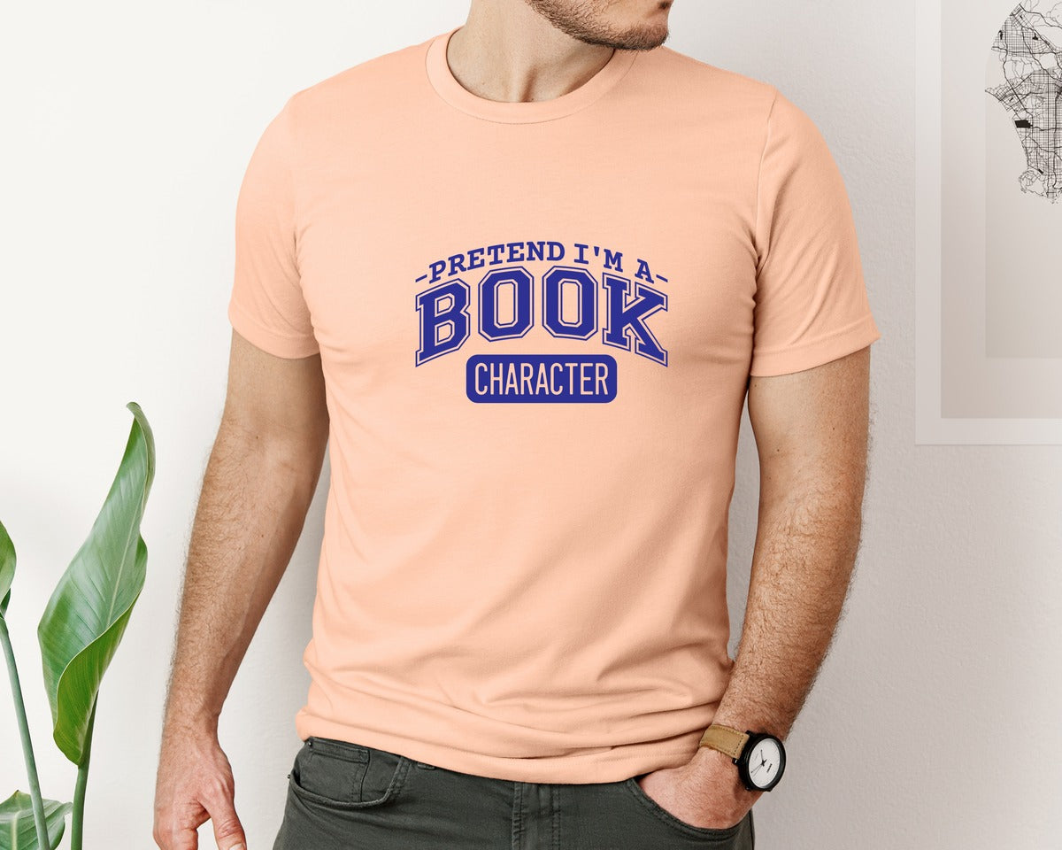 brand:Bella Canvas|color:Heather Peach|Pretend Im A Book Character Book Lover 2 Graphic T-Shirt
