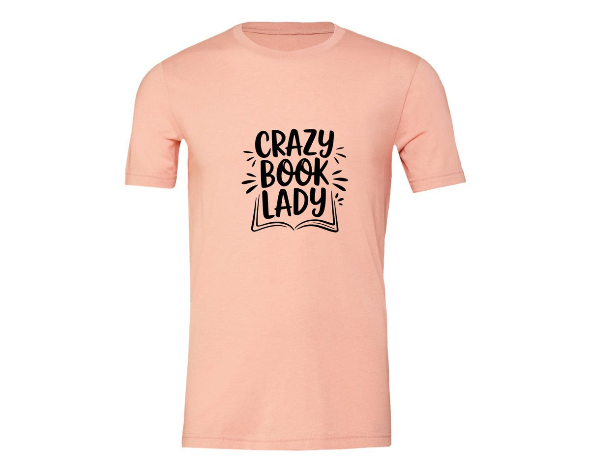 brand:Generic|color:Heather Peach|Crazy Book Lady T Shirt Design 4 Graphic T-Shirt