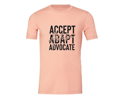 brand:Generic|color:Heather Peach|Accept Adapt Advocate Autism Graphic T-Shirt