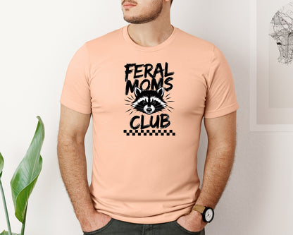 brand:Bella Canvas|color:Heather Peach|Feral Moms Club Mom Life Raccoon Graphic T-Shirt