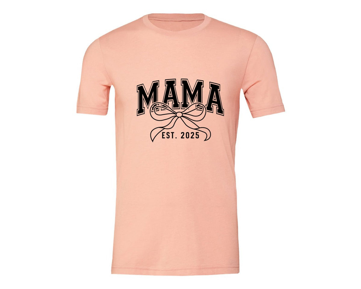 brand:Generic|color:Heather Peach|Mama Bow Varsity Graphic T-Shirt