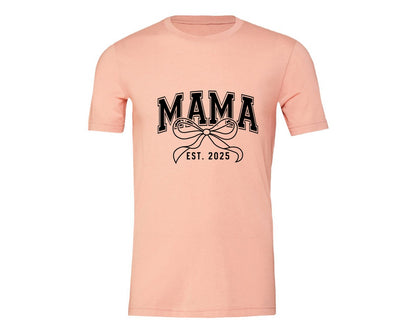 brand:Generic|color:Heather Peach|Mama Bow Varsity Graphic T-Shirt