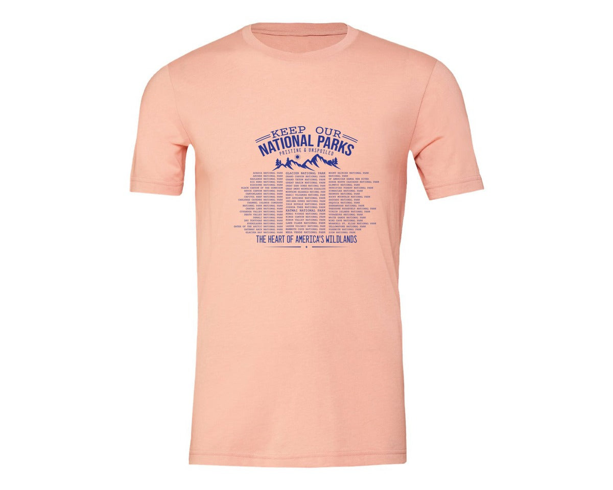 brand:Generic|color:Heather Peach|Keep Our National Parks Pristine And Graphic T-Shirt