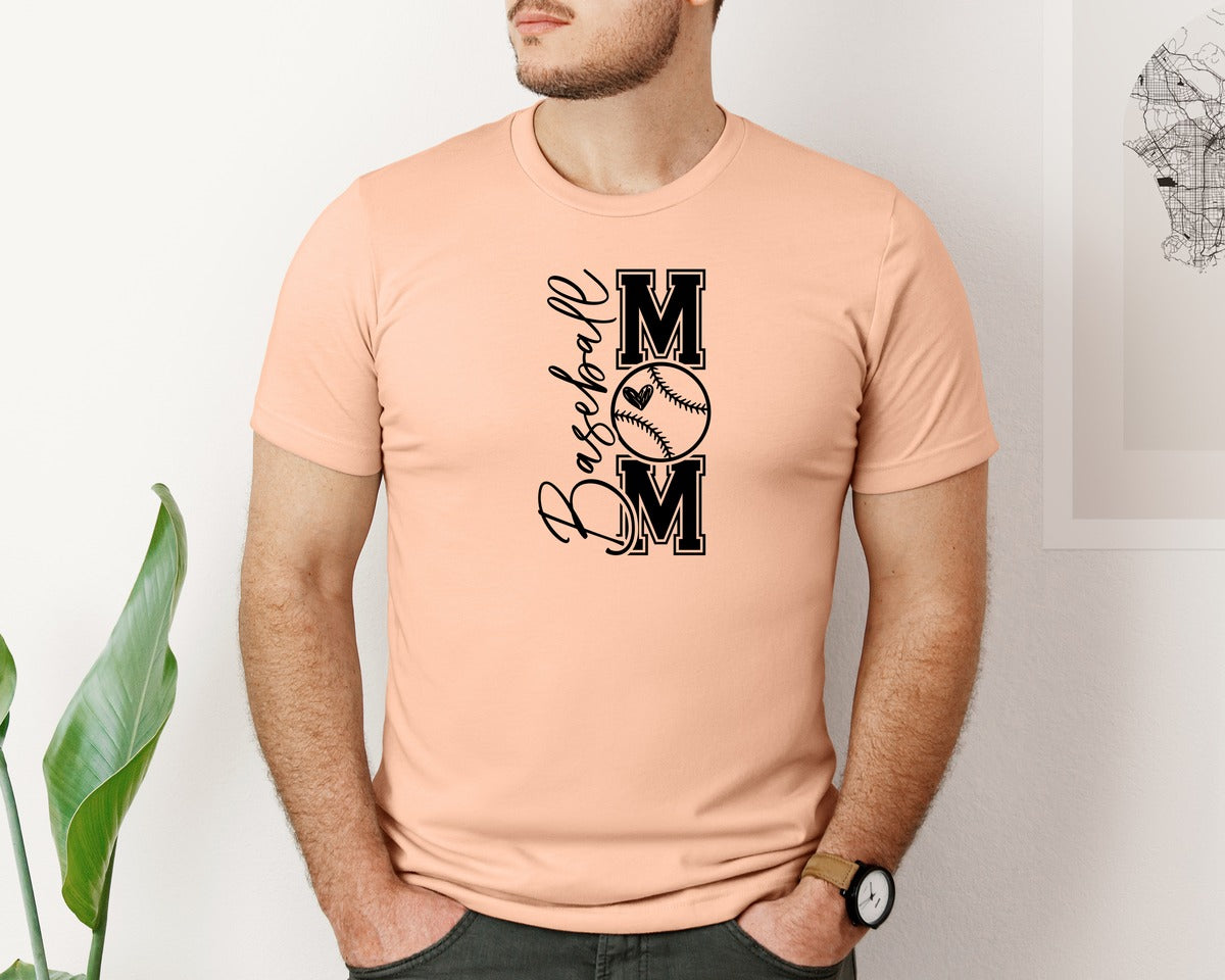 brand:Bella Canvas|color:Heather Peach|Baseball Mom Baseball Mom 2 Graphic T-Shirt