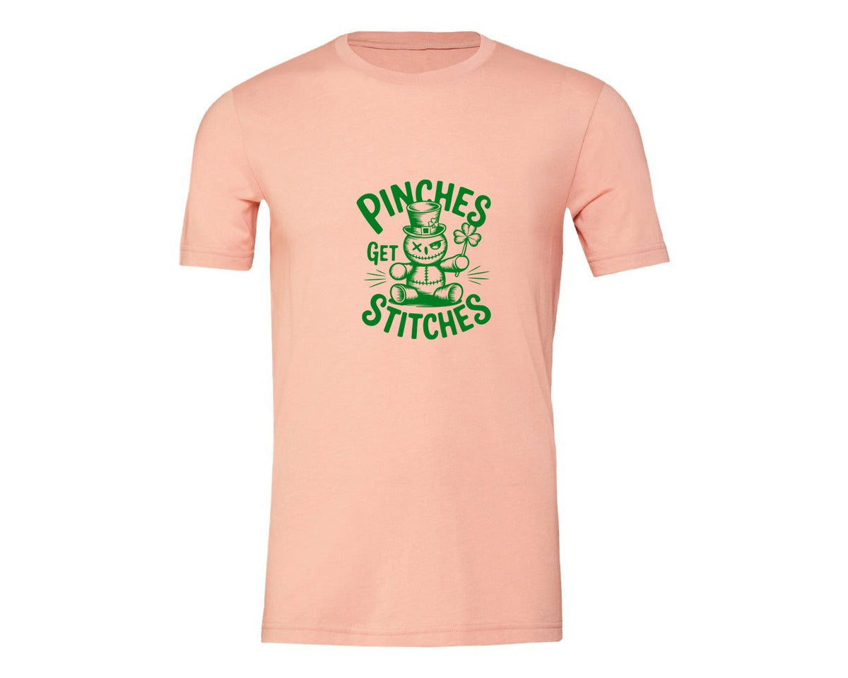 brand:Generic|color:Heather Peach|Pinches Get Stitches Funny St Patri Graphic T-Shirt