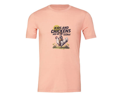 brand:Generic|color:Heather Peach|Kids And Chickens Vintage Farm Graphic T-Shirt