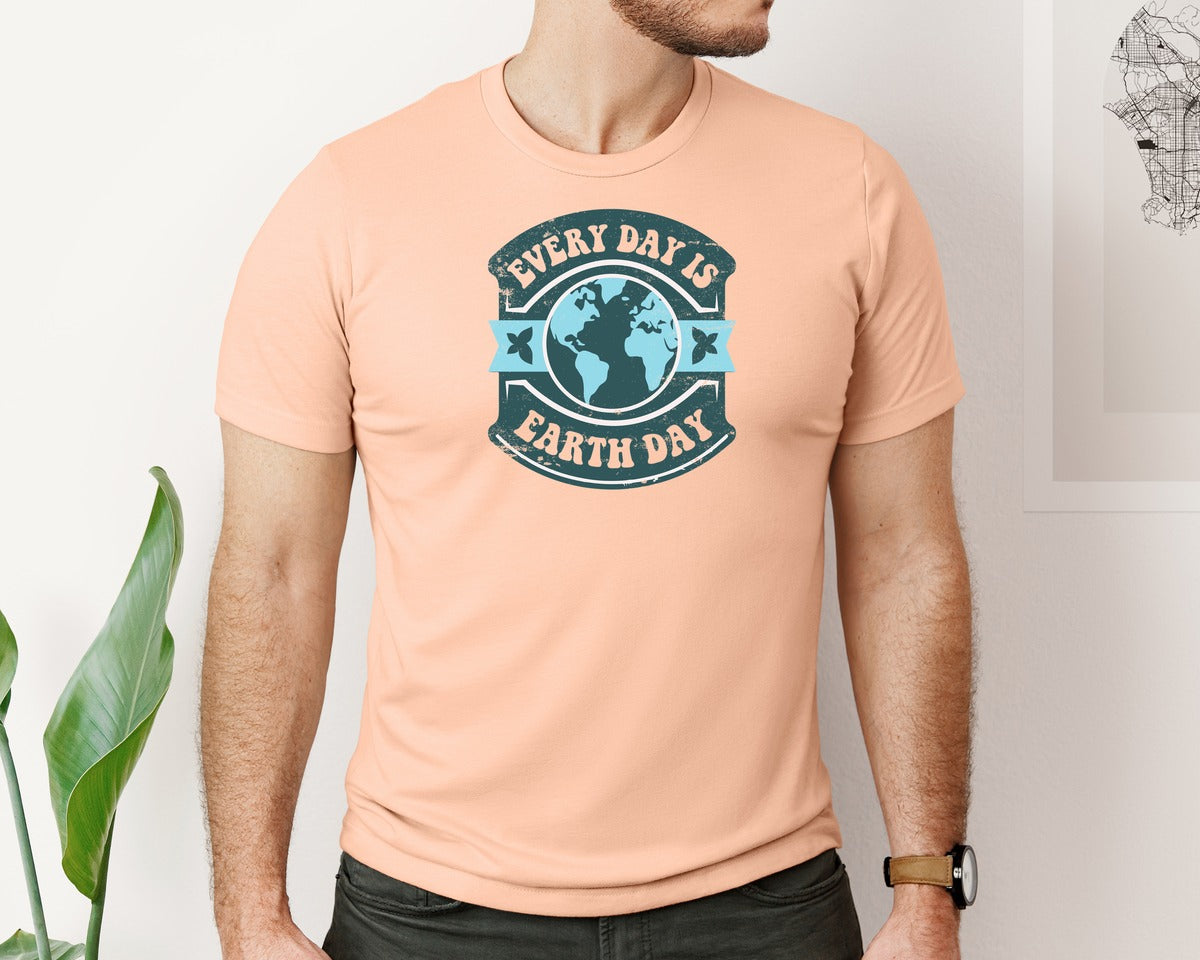 brand:Bella Canvas|color:Heather Peach|Everyday Is Earth Day Graphic T-Shirt
