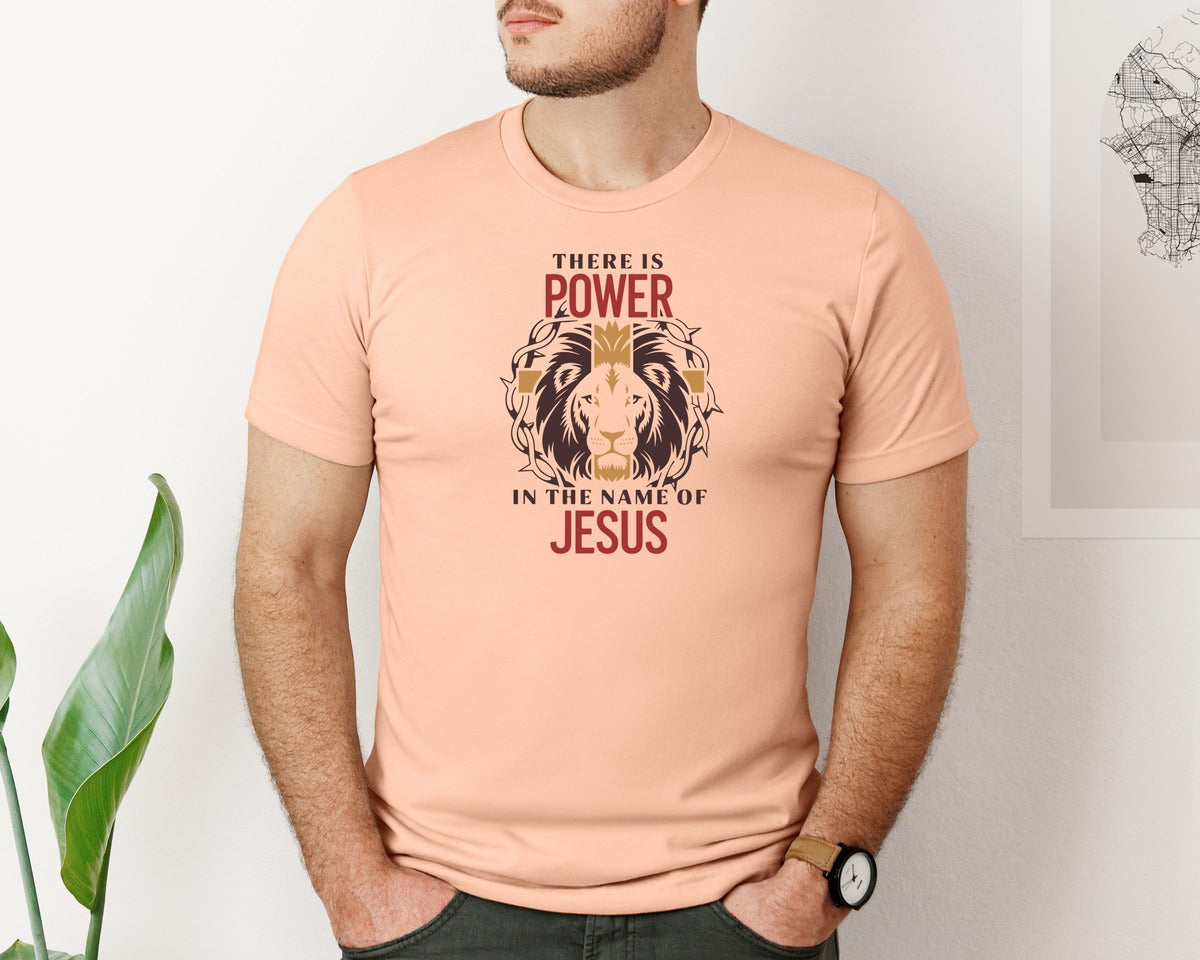 brand:Bella Canvas|color:Heather Peach|There Is Power In The Name Of Jesus 10 Graphic T-Shirt