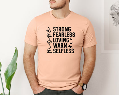 brand:Bella Canvas|color:Heather Peach|Strong Fearless Loving Warm Selfless Graphic T-Shirt