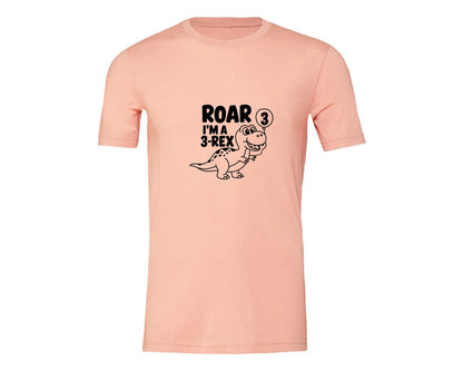 brand:Generic|color:Heather Peach|3 Rex Dinosaur Birthday Graphic T-Shirt