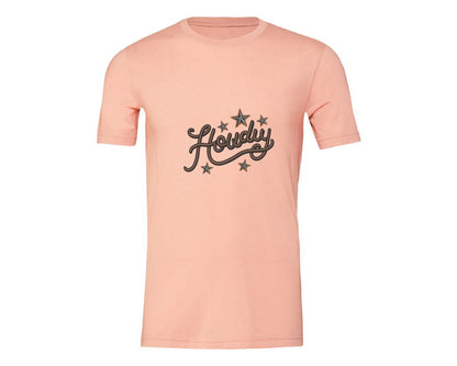 brand:Generic|color:Heather Peach|Howdy Western Cowboy Rope Graphic T-Shirt